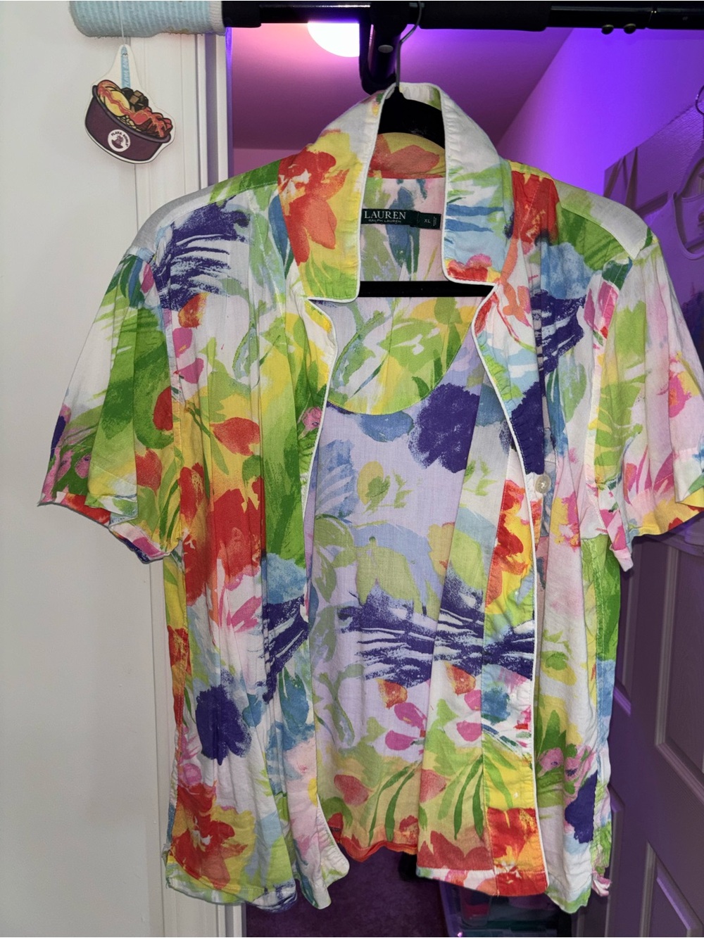 Lauren Ralph Lauren Multicolor Floral Button-Front Short-Sleeve Shirt